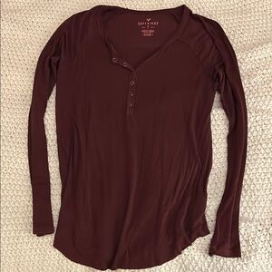 American Eagle Outfitters Burgundy Long Sleeve Top